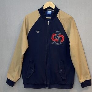 Adidas Originals Men’s L Collegiate Prep Track Jacket Navy Tan